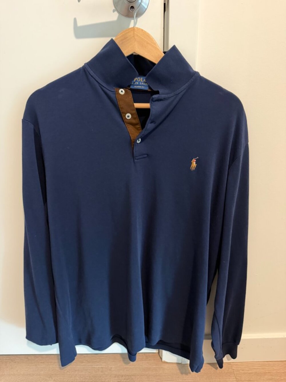 Polo Ralph Lauren Classic Fit Long Sleeve Polo Navy Blue Size L
